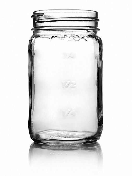 Glass Square Mason Jar Available In 8 oz & 16 oz & Black or Gold Lid