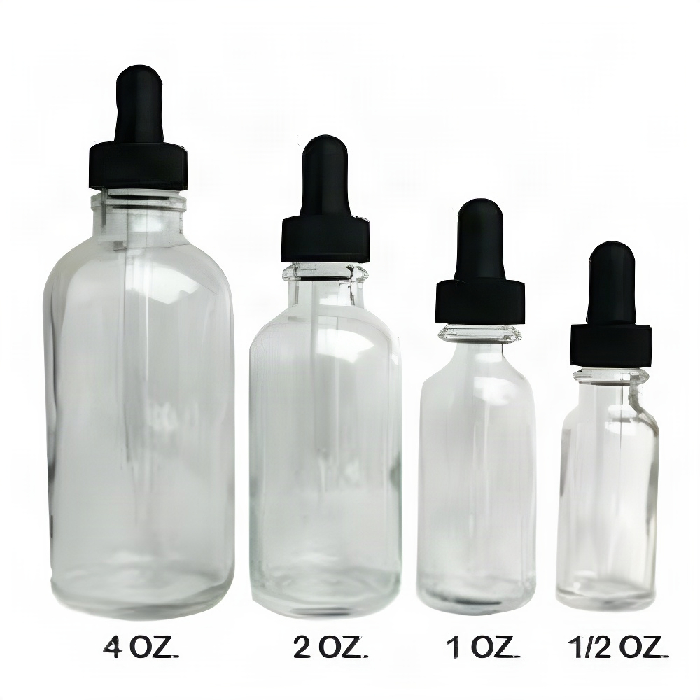 1 Dozen Flint Glass Dropper Bottles 1/2 oz.
