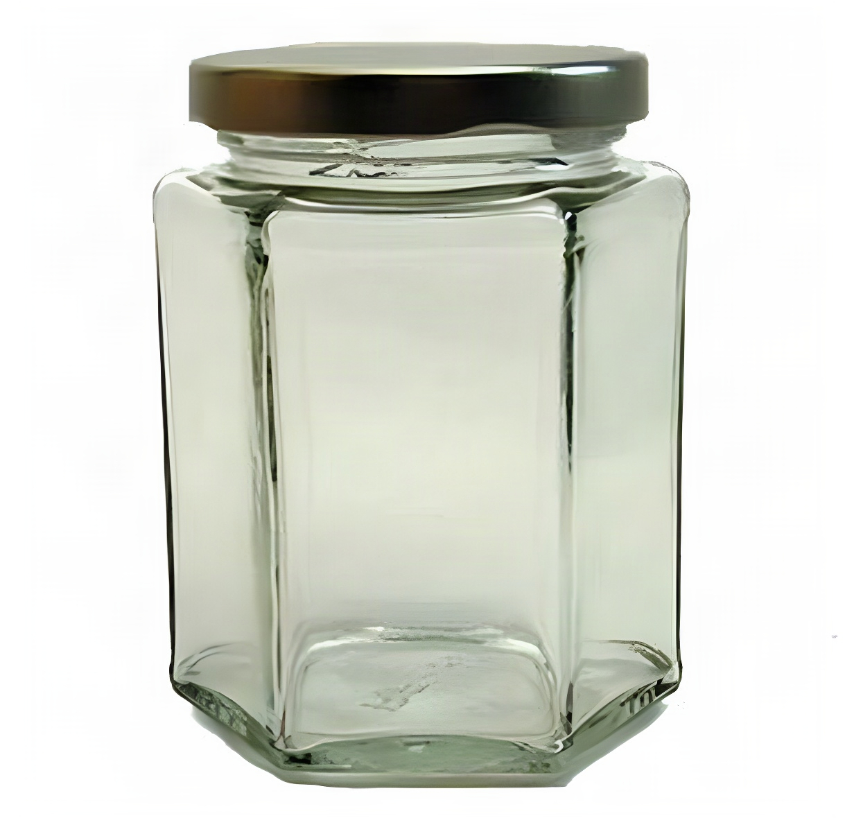 Hexagonal Jar with Gold Colored Lid - 3.75 Oz.